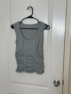 Spiritual Gangster Ruched Front Tank Top Sage Green Gray M/L Yoga Minimalist